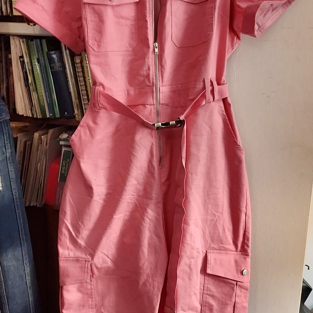 L'ATISTE Pink Belted Pantsuit